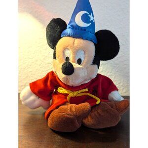 Sorcerer Mickey Mouse Plush Toy Disneyland Resort Red Robe Blue Hat 10 Inches